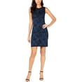 thumbnail image 1 of Anne Klein Womens Printed Sweater Tank Dress, Blue, Small, 1 of 1