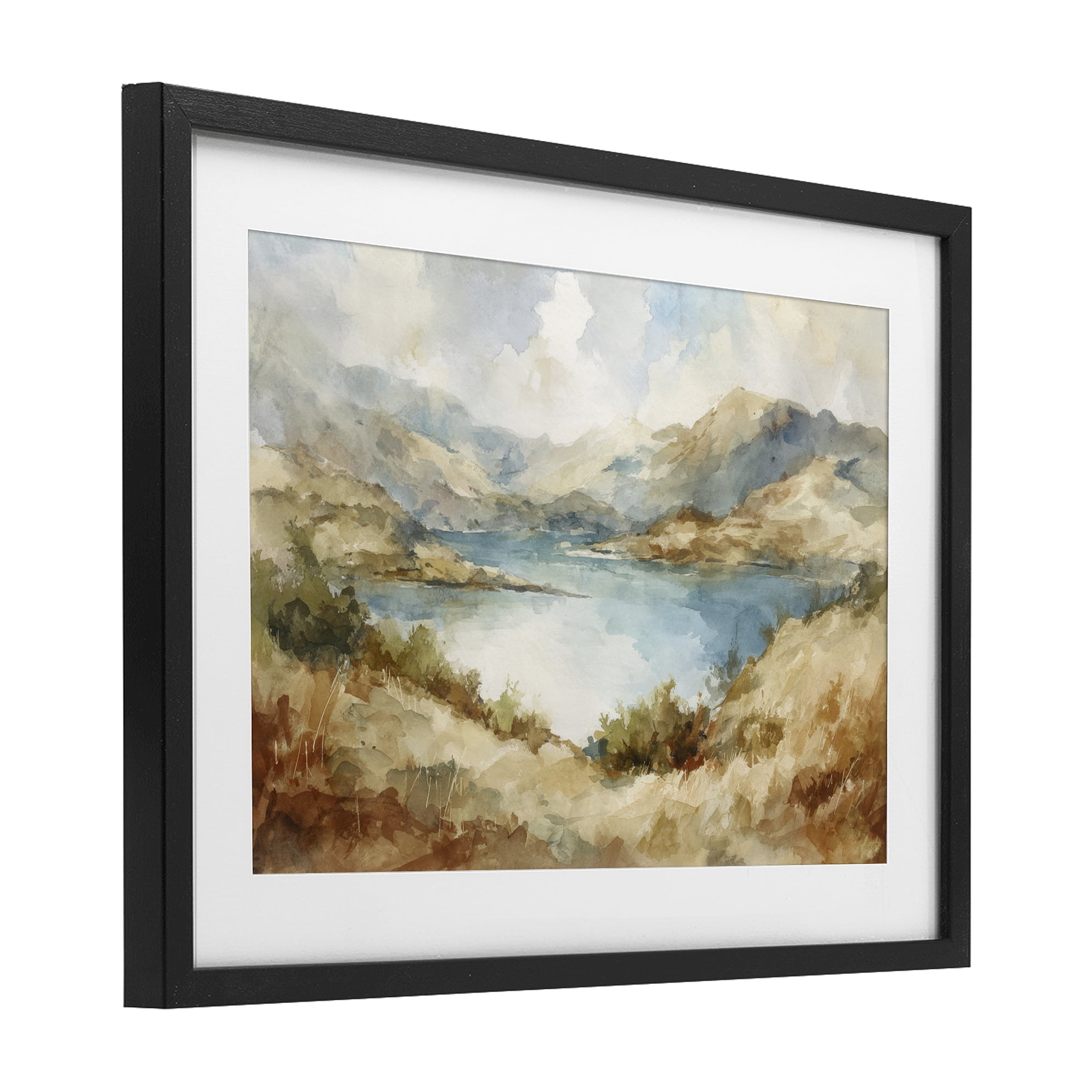 Stupell Industries Secret Mountain Lake Panorama Black Framed Print Under Glass, design by Petal Prints Design