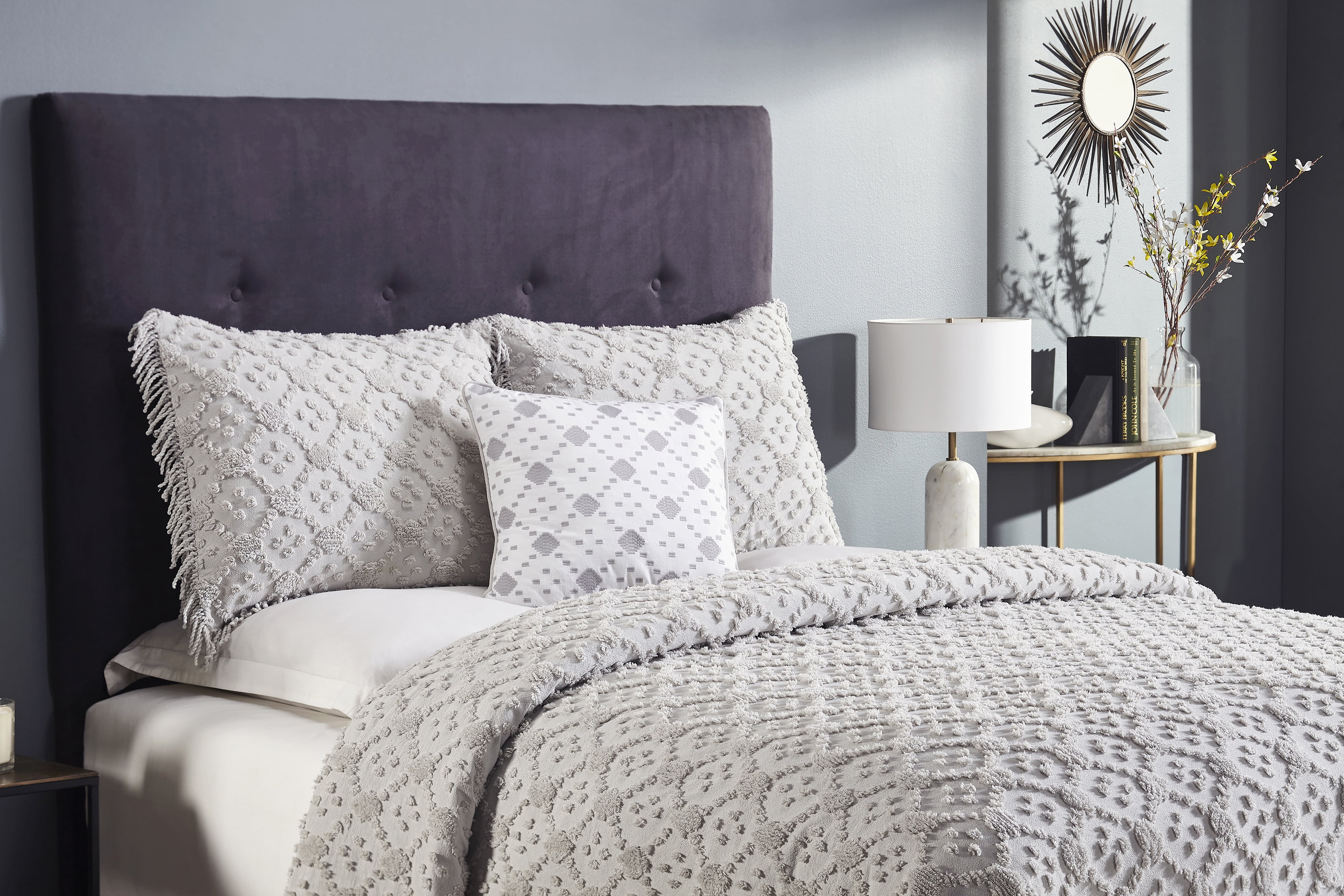 Better Trends 4 Piece Chenille Bedspread Set for Queen Bedspread 100% Cotton Lightweight Bedspread for All Season Charleston Collection (White)