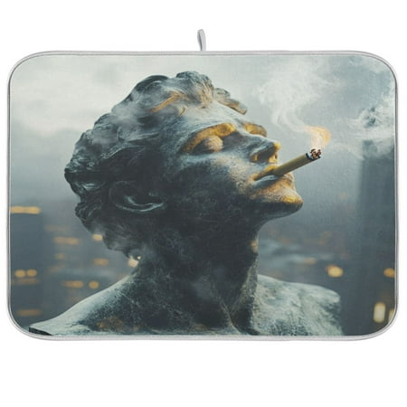 

Dish Drying Mat 16 x 18 Highly Absorbent Microfiber for Dishes Utensils Smoke Billowing From The Nose