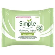 Simple Sensitive Skin Experts Kind To Skin Cleansing Facial Wipes, Waterproof Mascara Remover, Even Softer, 25 Count, (4 Pack) Packaging May Vary - Pack of 2