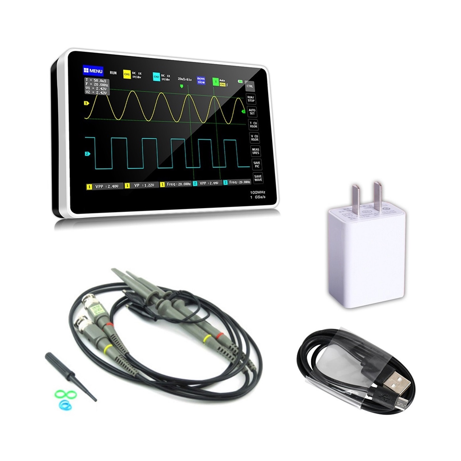 1013D Digital Tablet Oscilloscope Dual Channel 100M Bandwidth 1GS Sampling Rate Mini Tablet Digital Oscilloscope ,Professional Designed