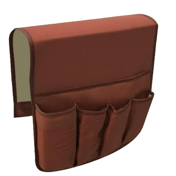 BloomLoom Non-Slip Sofa Armrest Storage Organizer, Waterproof Couch Recliner Remote Control Holder with 5 Pockets Armchair Caddy,Brown
