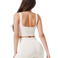 thumbnail image 4 of Cathalem Tank Tops for Women Built In Bra Ribbed Knit Casual Fitted Basic Shirts,White S, 4 of 5