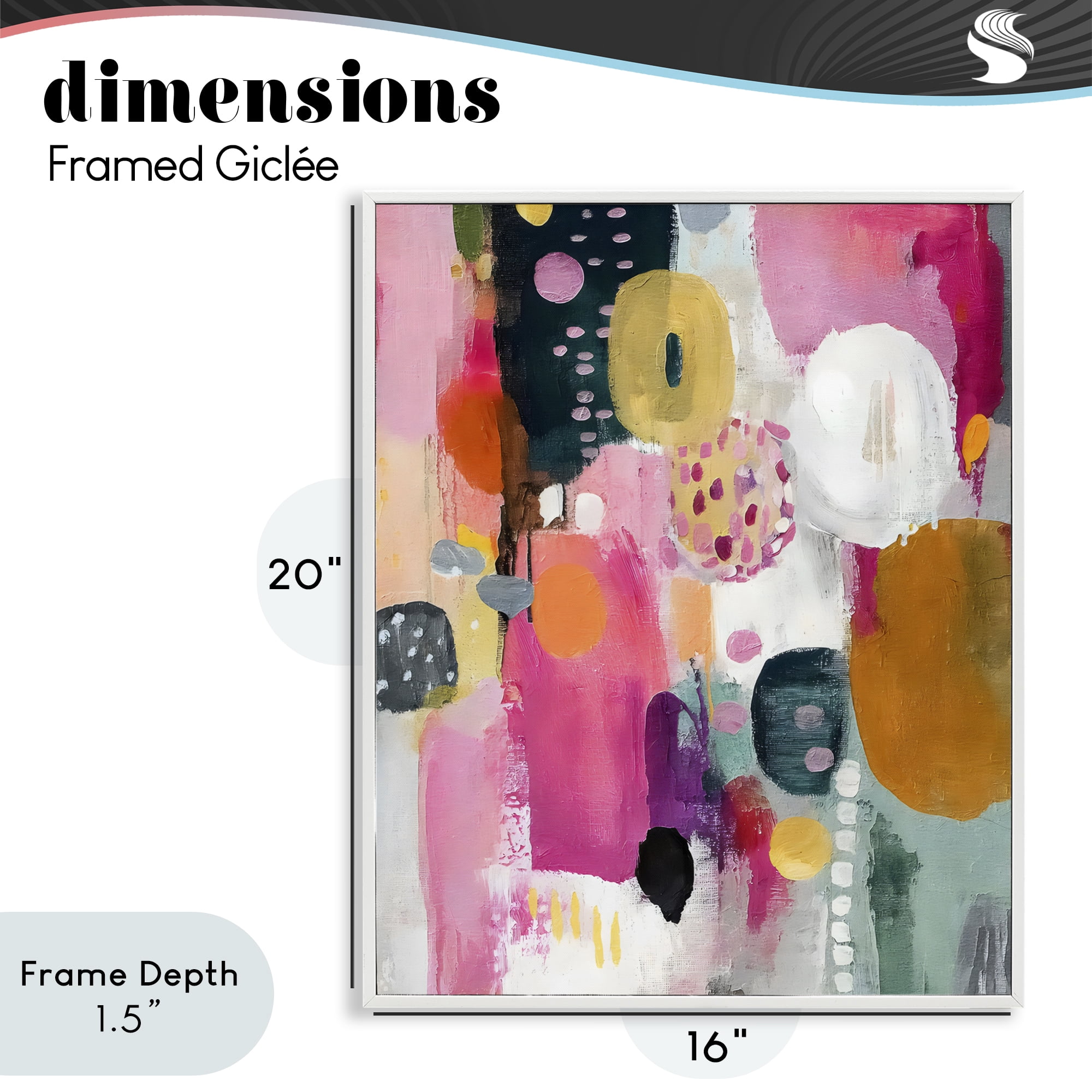 Stupell Industries Abstract Blooms Cascade White Framed Giclee Art, design by Riley B
