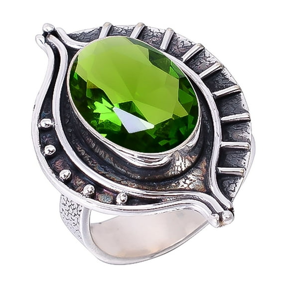 Green Tourmaline 925 Sterling Silver Ring, 14X10 mm Oval Gemstone Ring, Green Ring, Christmas Gift, Unique Jewelry Ring, Adjustable Ring V2380R2124138