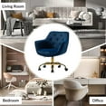 thumbnail image 5 of Velvet Tufted Office Chair Upholstered Swivel Modern Adjustable Armchair Metal Base Home Bedroom Navy, 5 of 7