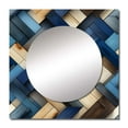 thumbnail image 2 of Designart "Striped Symmetry In Beige And Blue" 0 Square Mirror For Wall Decor - Large Blue Square Mirror Printed Wall Decor - Modern Square Living Room Mirror, 2 of 5