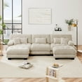 thumbnail image 4 of KYLE & KAY Convertible Sectional Sofa Couch, Chenille Oversized 3 Seater Cloud Couch with 5 Soft Pillows, Upholstered U Shaped Sofa with Ottoman for Living Room, Apartment, Office, Light Coffee, 4 of 7