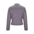 thumbnail image 5 of Dasayo Women's Tops Cheeky Cropped Long Sleeve Gray Collared Solid Button-Up Shirts Tee Shirts Womens L, 5 of 7