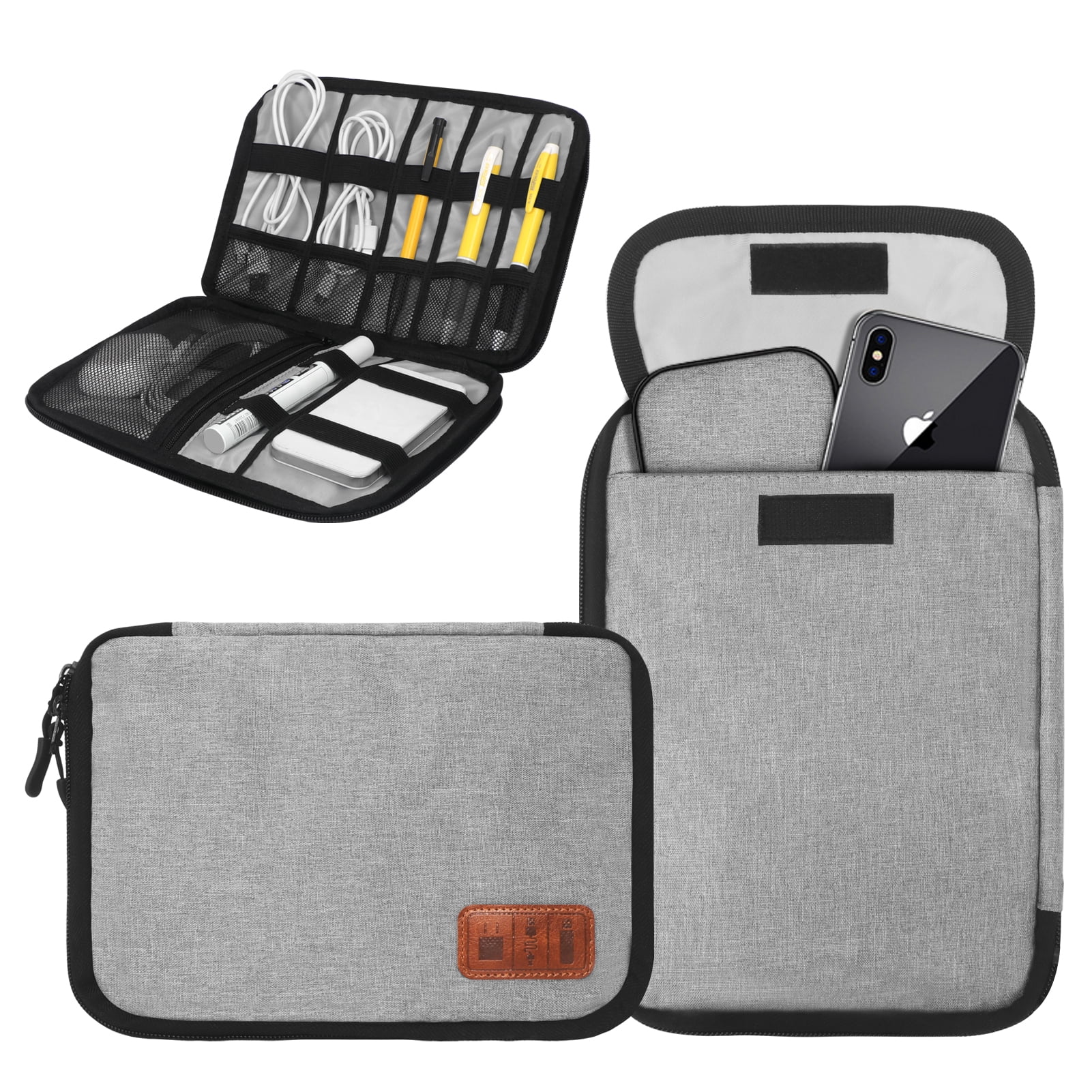 Electronics Accessories Organizer Bag Grey Silhouette Dandelion Hearts On White Electronics Organizer Electronic Accessories Bag Storage Bag of Cases for Cable Sd Card Charger USB Phone