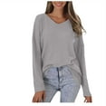 thumbnail image 2 of Tumotour Pullover for Women V-Neck Long Sleeve With Off The Shoulder Casual Loose Top 2025 Sweatshirts Blouse Tops, 2 of 6