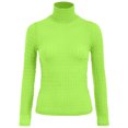 thumbnail image 6 of felwors Women's Cream Textured Long Sleeve Turtleneck Top - Fitted Casual Basic Shirt for Daily & Office Wear Light Green, M, 6 of 6