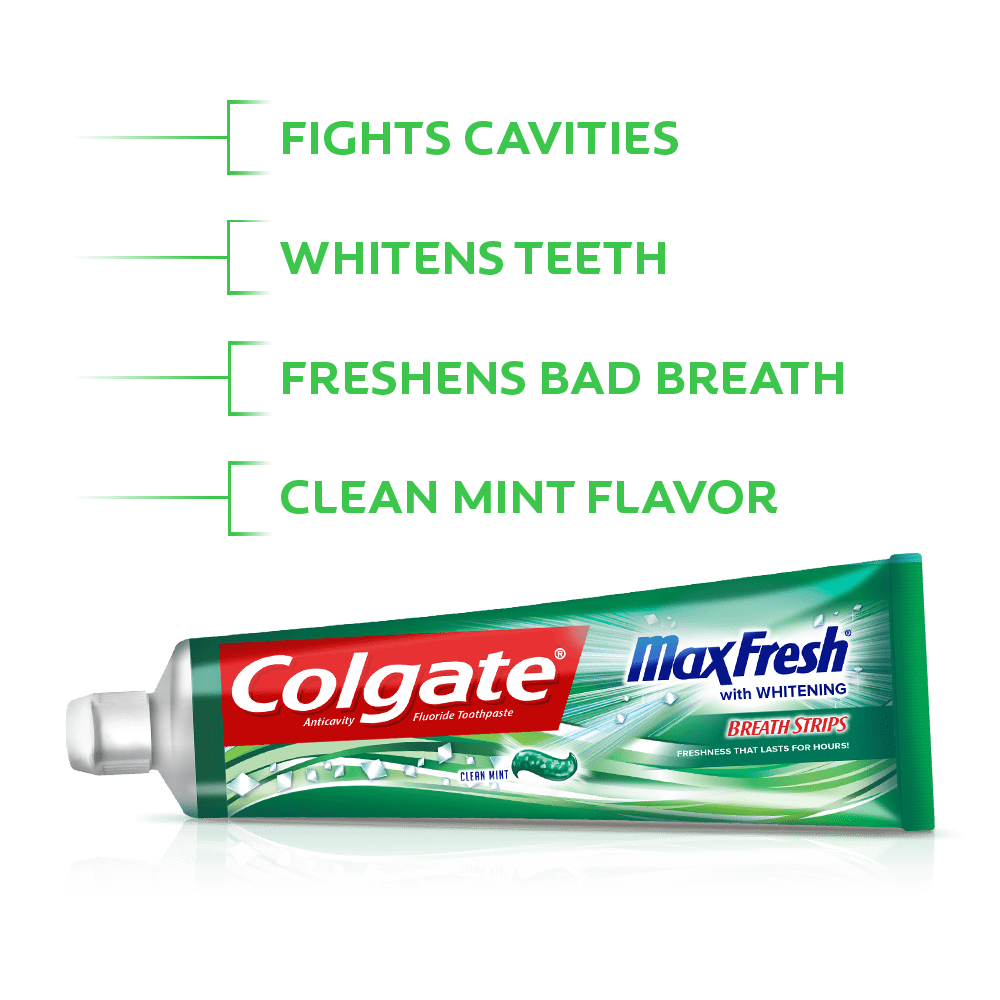 Colgate Max Fresh Toothpaste With Mini Breath Strips Clean