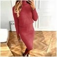 thumbnail image 2 of JHLZHS Robe Noire et Robe d'Hiver pour Femmes Col Roulé Tricoté Couleur Unie Chandail Ensemble Jupe Robes d'Été Robe Cocktail, 2 of 5