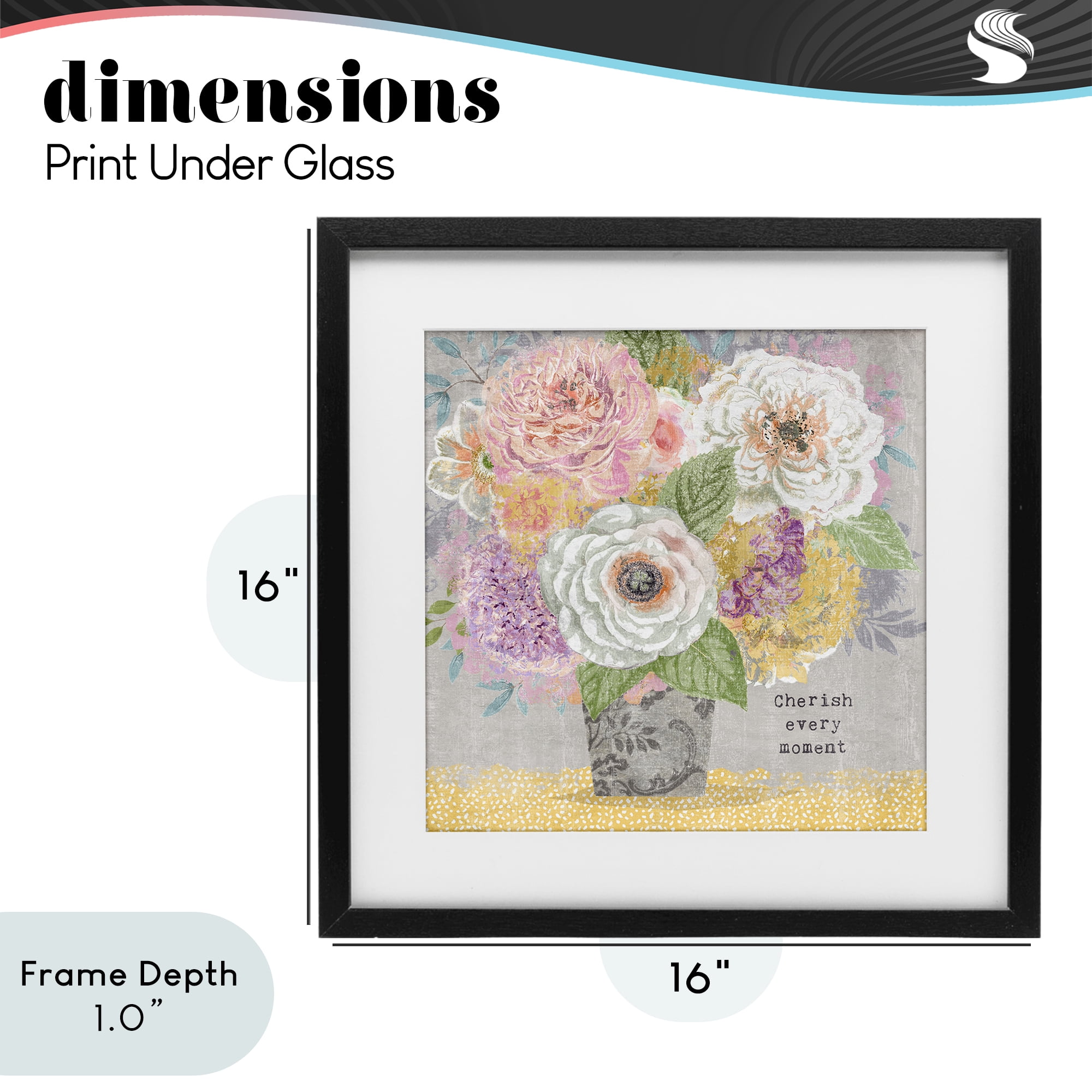 Stupell Industries Cherish Every Moment Inspiration Black Framed Print Under Glass, design by Suzanne Nicoll
