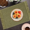 thumbnail image 3 of Natural Jute Boho Chic Fringe Edge Table Placemats, Rectangular Rustic Farmhouse Burlap Tassel Dining Table Mats, Heat Resistant Washable Placemats for Kitchen Dining Table, 1Pc(Green,17.7x11.8"), 3 of 6