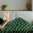 thumbnail image 3 of Geometric Soft Flannel Fleece Throw Blanket, Checkered Pattern in Dark Green Tones and Abstract Rings Lattice Grid Design, Cozy Plush for Indoor and Outdoor Use, 50" x 60", Multicolor, by Ambesonne, 3 of 5