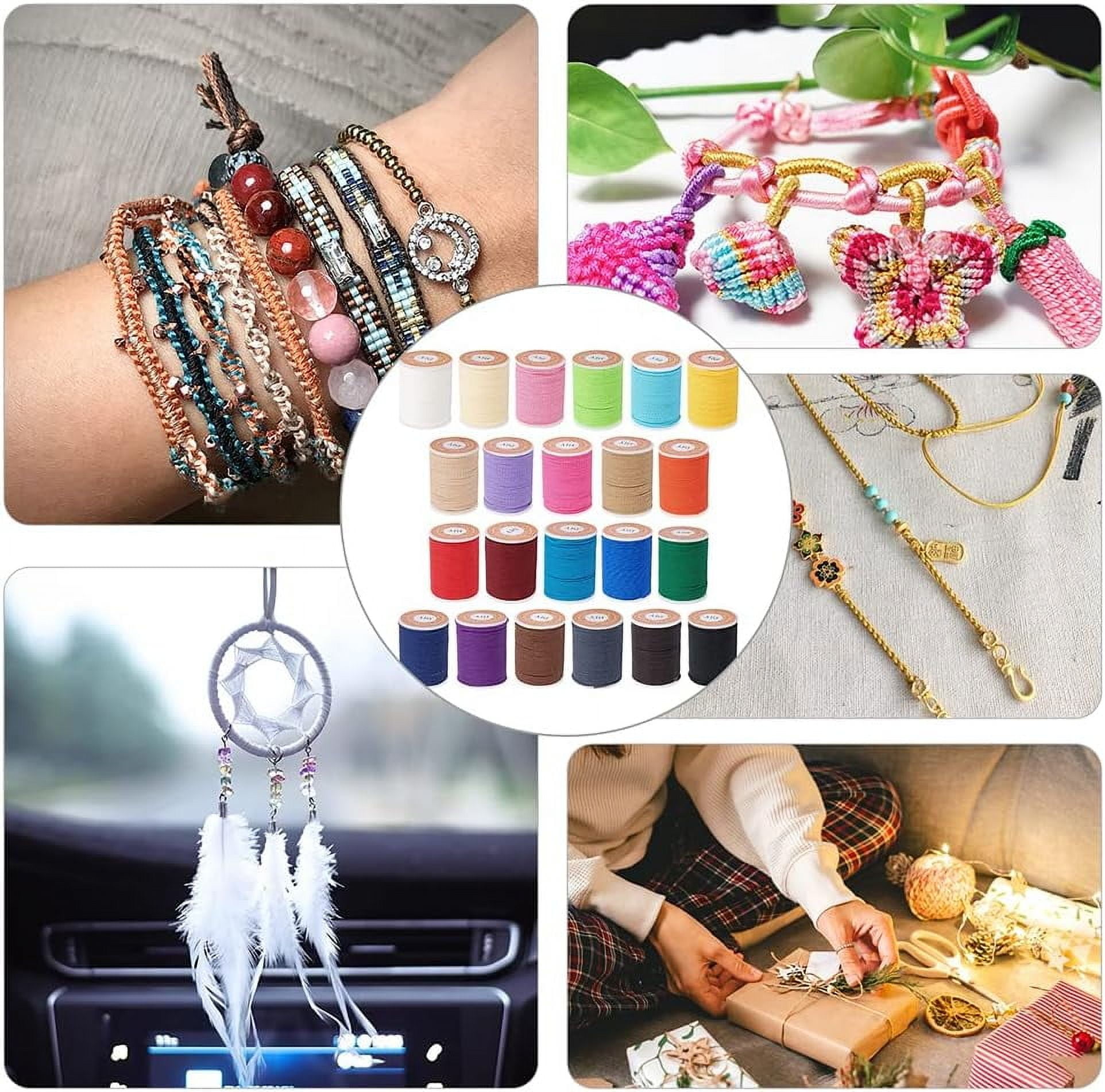 264 Yards/22 Rolls 1mm Waxed Polyester Cord Wax String Cord Twisted Sewing Waxed Thread Stitching Thread Cords Necklace Jewelry Making Friendship Bracelet Mixed Color Waxed Polyester Cord