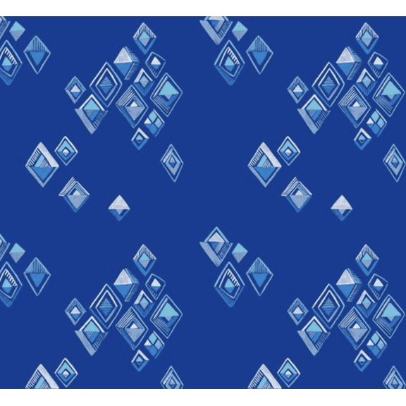 Blend Textiles Katy Tanis Arctic Playground Icy Reflection Royal Blue Cotton Fabric By The Yard