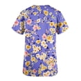 thumbnail image 4 of Jinhomg Floral Scrubs for Women Soft Stretchy Short Sleeve V-Neck Medical Uniform Ladies Cute Nurse Shirt with Two Pockets 90 off Clearance Sale Purple M, 4 of 6