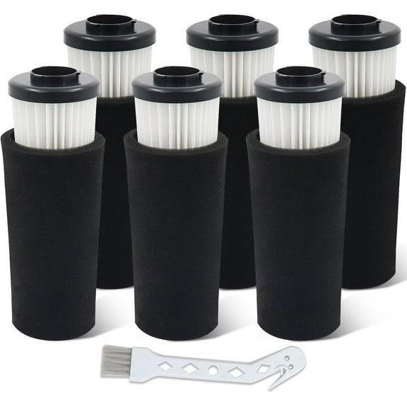 F112 Filter Replacement 6 Pack Compatible with Dirt Devil Upright Vacuum Cleaner, Pre Motor Endura Odor Trapping Filter Set, Replace part AD47936
