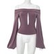 thumbnail image 5 of Camisetas de talla grande,Blusa hueca de verano para mujer, color liso, con mangas farol, de poliéster, ideal para el hogar, sopatenor, 5 of 9