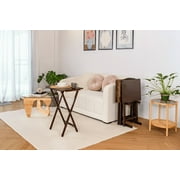 Mainstays 5-Piece Rubberwood Folding TV Tray Table Set of 4 with Storage Rack, Walnut