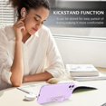 thumbnail image 5 of iPhone 11 Case, iPhone 11 Liquid Silicone Phone Case with Extra Adjustable Wristband Kickstand Soft Silicone Love Heart Phone Case with Wrist Strap for iPhone 11, Light Purple, 5 of 16