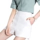 thumbnail image 5 of Sonducket Señora primavera verano alta cintura A-line pantalones cortos sueltos cómodo traje elástico conveniente bolsillos negro blanco Prendas para la parte inferior del cuerpo Blanco 2XL, 5 of 6