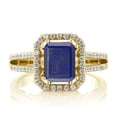thumbnail image 2 of Gem Stone King 2.78 Ct Emerald Cut Blue Lapis 18K Yellow Gold Plated Silver Ring, 2 of 5