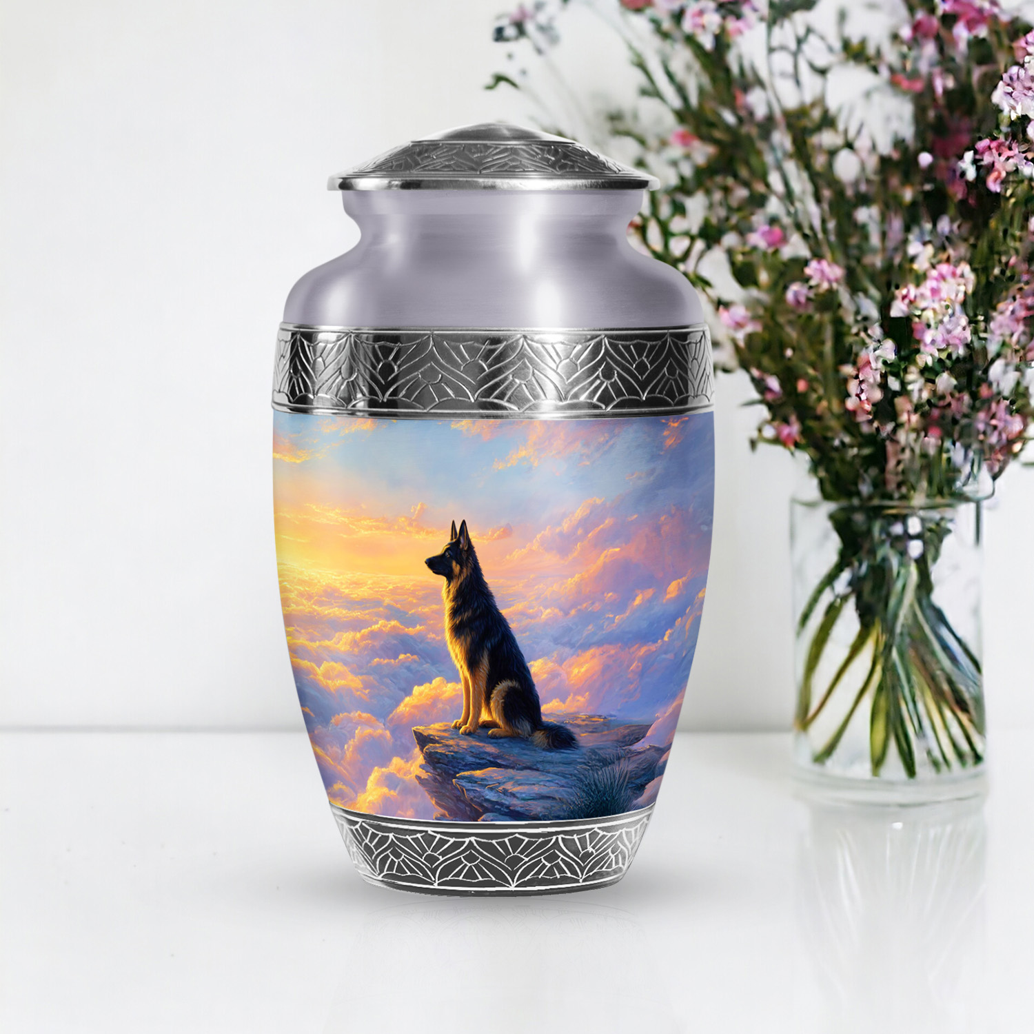 SABURIAL Dog Urn - Large Burial Urn For Adult Men & Women Ash - Unique Funeral Urns For Human Remains - Beautiful Urns For Wife Ashes - 10 Inch Large With Velvet Bag