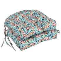 Blazing Needles 916X16US-T-2CH-OD-241 16 in. Spun Polyester Outdoor U-Shaped Tufted Chair Cushions, Reina Opal - Set of 2