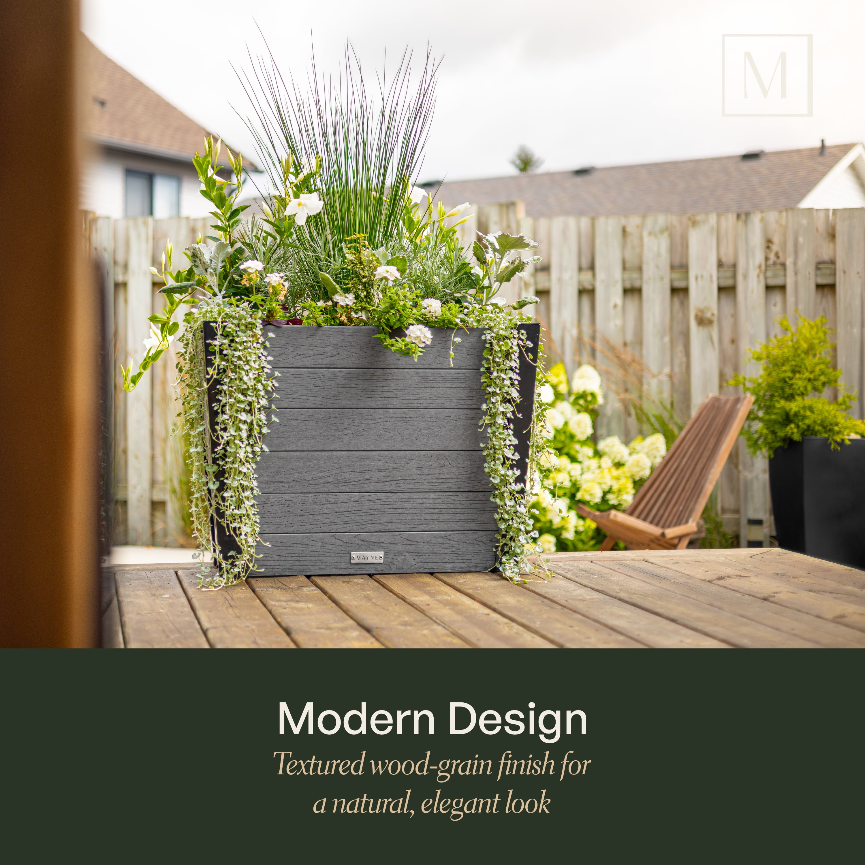 Horizon 30in Long Tapered Planter - Charcoal