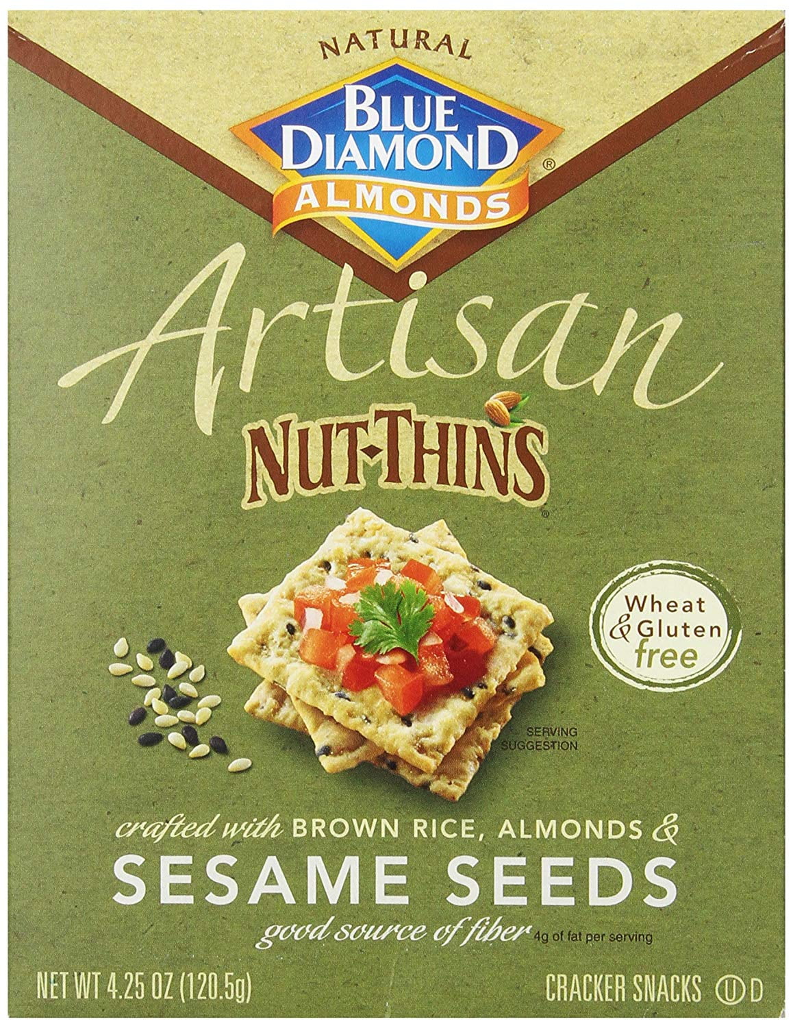 Blue Diamond Almonds Artisan Nut Thins Cracker Crisps, Sesame Seeds, 4.25 Ounce