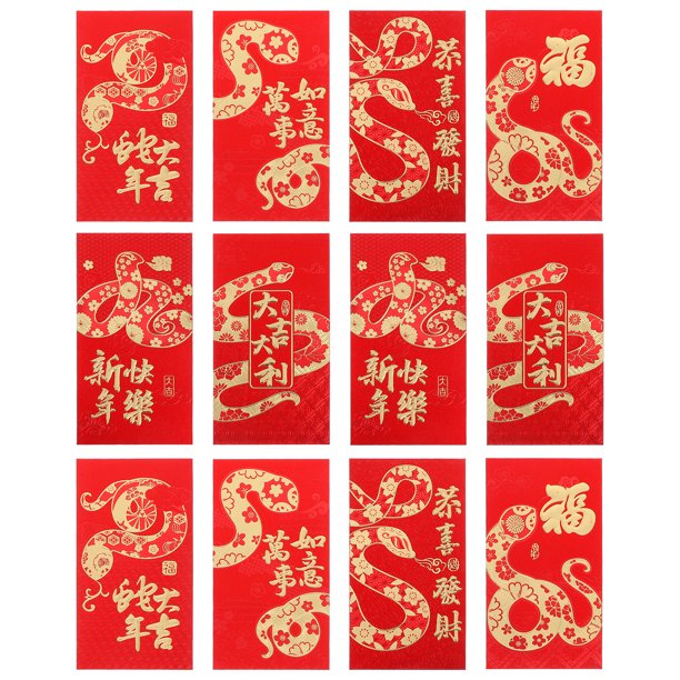 12 sobres rojos de Año Nuevo Chino con purpurina y arena para guardar dinero en efectivo Sobres rojos decorativos para bodas y presupuestos del Año Nuevo Lunar