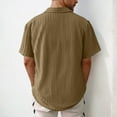 thumbnail image 6 of VBTAPA Mens Eyelet Dress Shirt Short Sleeve Relaxed Fit Casual Button Down Shirts Summer Beach Spread Collar Tops Lightning Sales Coffee L, 6 of 7