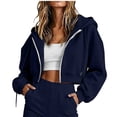 thumbnail image 3 of Tnhcen Women's Cropped Zip Up Hoodie Long Sleeve Sweatshirt Solid Color Casual Loose Fit Jacket with Drawstring Hood Active Wear Yoga Top Streetwear Basic Essentials S-2XL Autumn Winter, 3 of 7