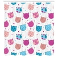 thumbnail image 3 of Ambesonne Feminine Shower Curtain, Patterned Kitten Heads, 69"Wx70"L, Fuchsia and Blue, 3 of 3
