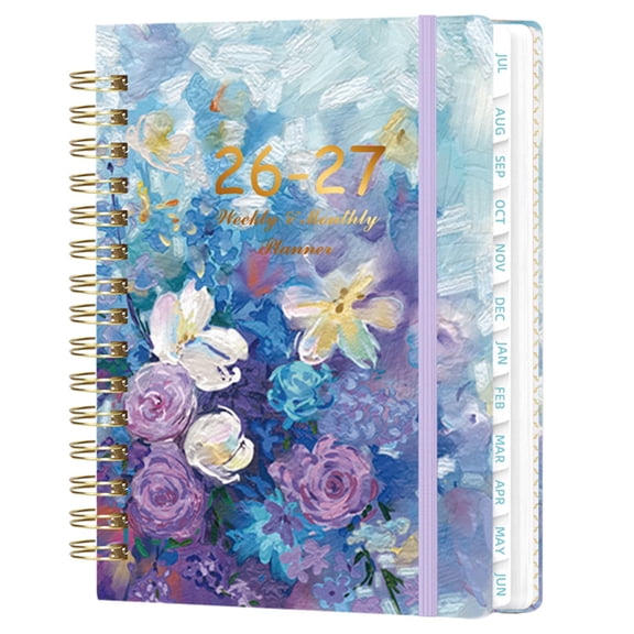Academic Planner 2026-2027 Calendar Notebook(Jul.2026-Jun.2027,6.3"x8.5") Weekly Monthly Planner for Women Men 2026-2027 Planner Supplies-Flower