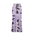 thumbnail image 5 of Domzest Womens Halloween Pajama Pants Wide Leg Pumpkin Ghost Bat Print Pajama Bottoms Drawstring Elastic Waisted Cute Pj Bottoms Purple XXL, 5 of 6