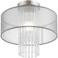 thumbnail image 4 of 1 Light Brushed Nickel Ceiling Light fixture with Clear Crystal Rods/ Hand Crafted Translucent Gray Fabric Shade, 4 of 4