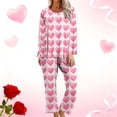thumbnail image 5 of Bixock Pajamas for Women Valentines Pajamas Random Print Long Sleeve Top With Pocket 3/4 Length Pants 2 Piece Loungewear Set Sleepwear, 5 of 6