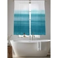 thumbnail image 6 of Turquoise White Ombre Semi Sheer Curtains 63 Inch Length 2 Panels Set, Modern Country Abstract Stripes Sheer Kitchen Curtain Privacy Voile Window Curtain for Living Room Bedroom Rod Pocket Drapes, 6 of 7