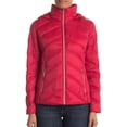 thumbnail image 2 of Michael Kors Red Down Coat for Women - Down Quilted Chevron Coat With Detachable Hood - Packable Women’s Zip up Jacket - Long Sleeves & Lightweight Down Coats for Women, 2 of 2