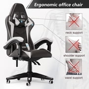 Bigzzia Gaming Chair Office Chair Desk Chair Computer Chair Swivel Chair for Teens Adults Girls(Black White)