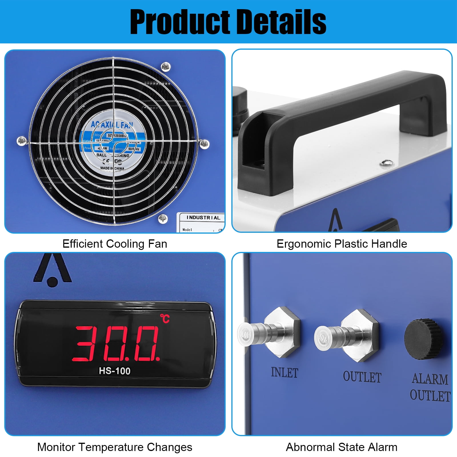 Industrial Water Chiller, 110V 9L Industrial Water Cooling Chiller, 2.6GPM FlowRate Water Cooling System, CW-3000 Thermolysis Water Chiller, Water Cooler for 40-80W CO2 Laser Engraving&Cutting Machine