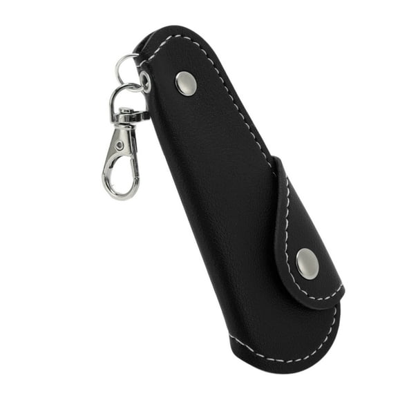 Unique Bargains 1 Pc Shoe Horn Faux Leather Keychain Shoe Spoon 4.41"x1.89" Black