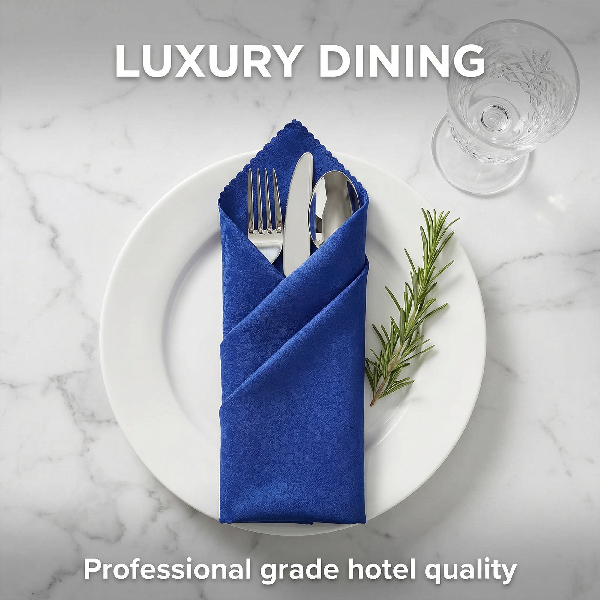 Unique Bargains 12Pcs Reusable Party Cloth Napkins Royal Blue 19x19inch