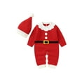 thumbnail image 2 of Pudcoco Baby Girl Boy Romper Xmas Print Round Neck Back Buttons Jumpsuit, 2 of 9